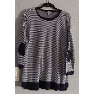 Talbots  Sweater  Women Size L,striped, Blue ,white, 3/4 Sleeve, Spandex